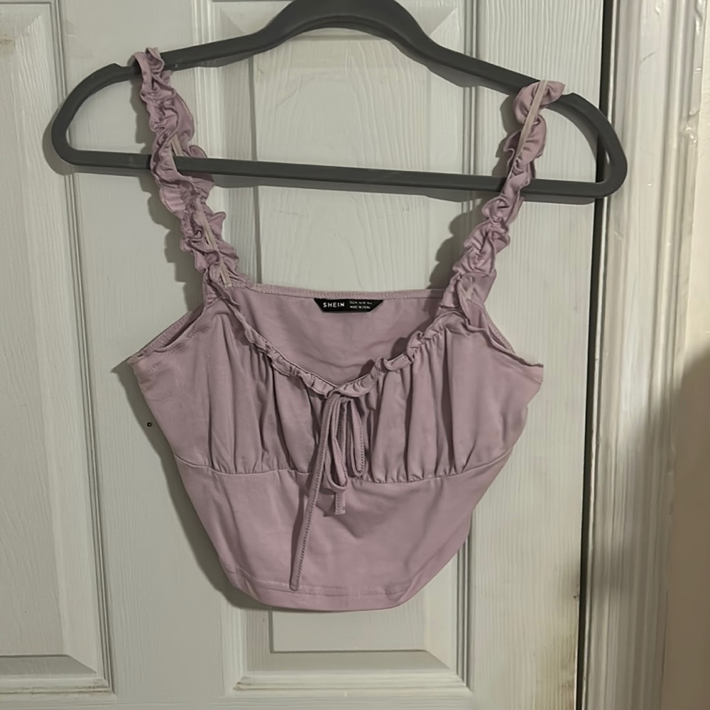Purple cropped ruffle top
